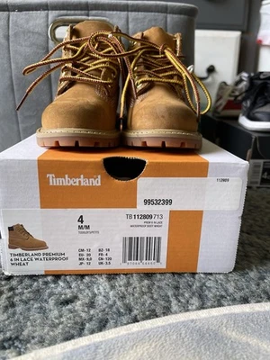 Timberland Premium 6-inch Lace Waterproof Wheat Size 4C Youth - Image 1 of 4