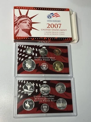 🔥2007 Silver U. S. Mint 10-Coin Proof Set -Original Box & COA ~ Silver Proof🔥 - Image 1 of 2