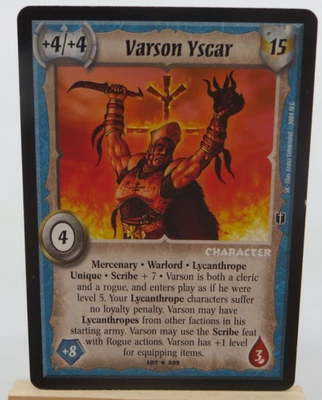 Tarjeta de personaje mercenario Warlord Saga of the Storm CCG VARSON YSCAR 107/295 Foto 1 de 2