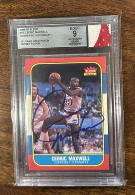 1986 FLEER BASKETBALL #70 CEDRIC MAXWELL JERSEY FUSION BGS 9 AUTO GU PATCH ~~ - Image 1 of 2