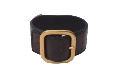 SAINT LAURENT (YSL) Y0710 Bracciale Yves Saint Laurent YSL Pelle Nera Oro Ferramenta