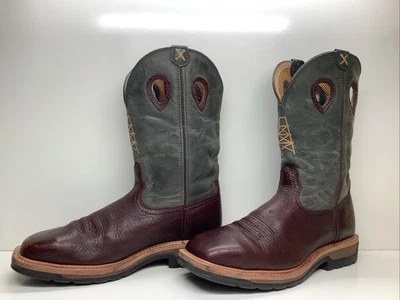 MENS TWISTED X WORK BURGUNDY BROWN SQ STEEL TOE BOOTS SIZE 10 D - Image 1 of 4