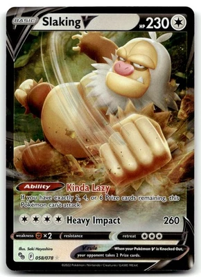 Slaking V 058/078 Pokemon GO Ultra Rare  Pokemon TCG LP - Image 1 of 2