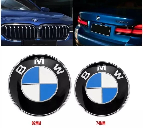 82MM+74MM) Emblem Carbon Optik Für BMW Motorhaube Heckklappe E46 E90