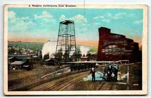 Postcard Modern Anthracite Coal Breaker near Wilkes-Barr Pennsylvania PA PM 1927 - Picture 1 of 2