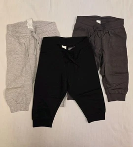 H&M Baby Organic Cotton 3-Pack Sweatpants Jogger-GRY/CHL/BLK -(6-9M)NEW - Picture 1 of 10