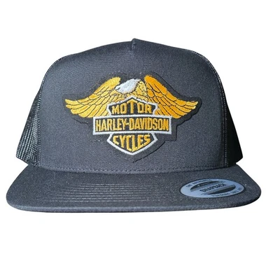 Parche vintage Harley Davidson Motocicletas Gold Eagle x nuevo sombrero Yupoong pico plano Foto 1 de 4