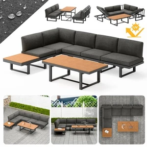 Sitzgruppe Aluminium Lounge Ecksofa mit Liegefunktion wetterfest Essgruppe - Bild 1 von 6