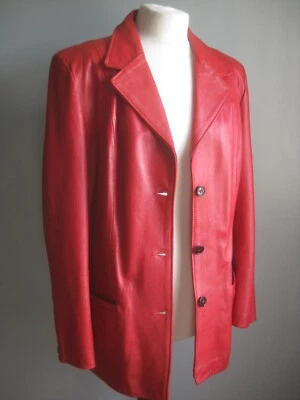 CHAQUETA DE CUERO ROJA ITALIANA VINTAGE 16 14 BLAZER suave real damas inteligente vera pell Foto 1 de 4