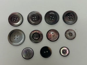 Lot 11 Brown Grey Purple Abalone Shiny Shell Buttons Mixed Lot - Picture 1 of 5