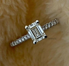 1.5Ct White Emerald Moissanite Wedding Engagement Ring Solid 14K White Gold