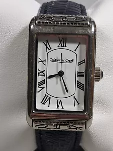 Coldwater Creek White Dial Classic Style Rectangle Case Black Leather Band Watch - Picture 1 of 7