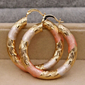Fashion 18K Gold Plated Hoop Dangle Earrings Women Bridal Wedding Jewelry Gifts