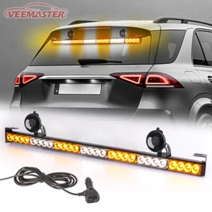 32" 28 LED Emergency Strobe Light Bar Traffic Advisor Hazard Warning-Amber White - Picture 1 of 10