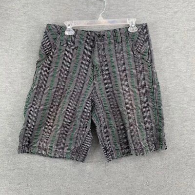 Anchor Blue Board Shorts Mens 34 Checkered Gray Green 10" Inseam Gathered Cotton - Image 1 of 4