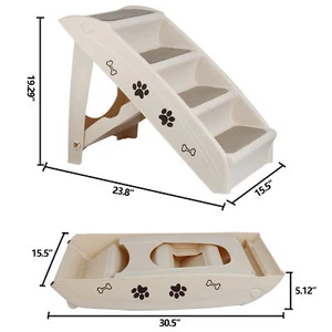 Foldable Pet Stairs Dog Ladder w/ Support Frame for High Bed 4 Non-slip Steps - Picture 1 of 12
