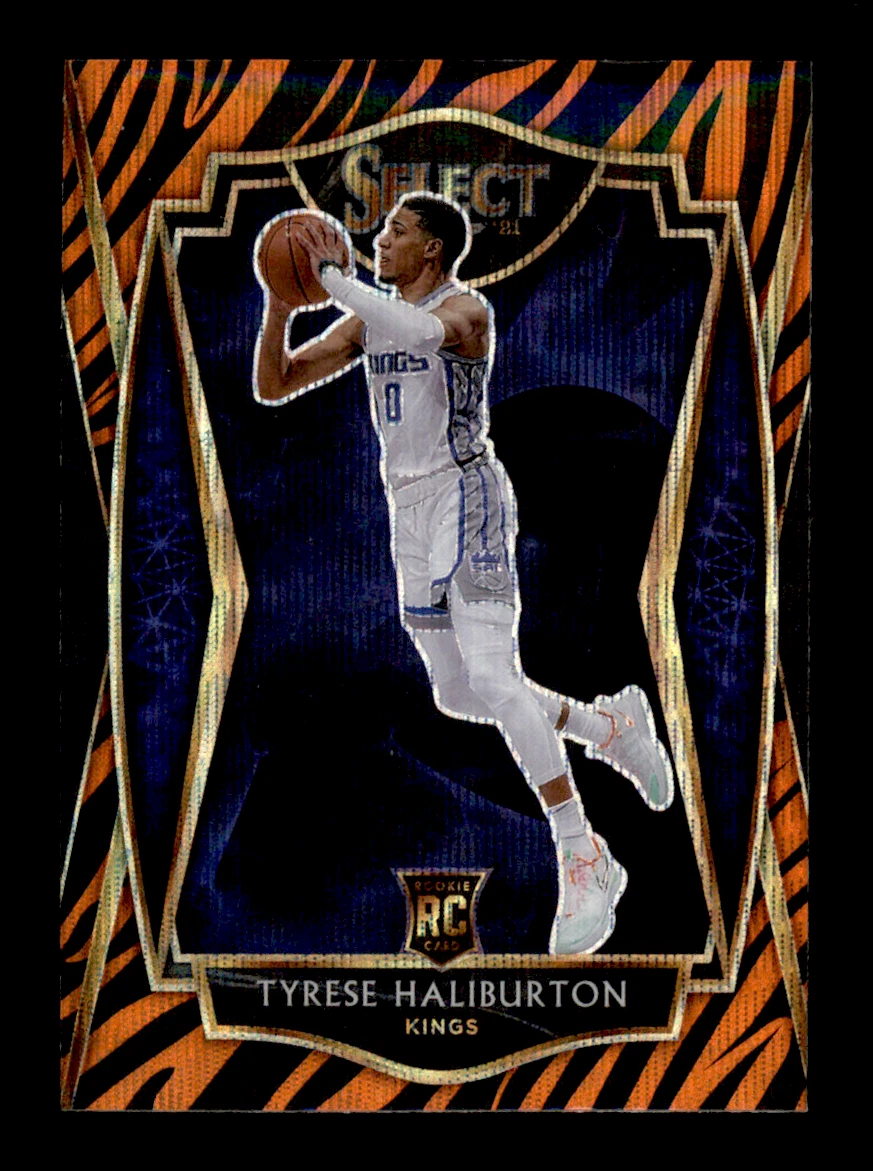2020-21 Panini Select #189 Tyrese Haliburton Premier Level Tiger Stripe Rookie