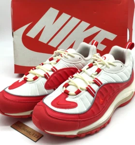 Mint Nike Air Max 98 Men's Shoes Size 9.5 University Red White 640744-602 Auth - Picture 1 of 24