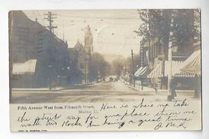 1907 Moline, Illinois, Fifth Avenue from Fifteenth Street RPPC - Picture 1 of 2