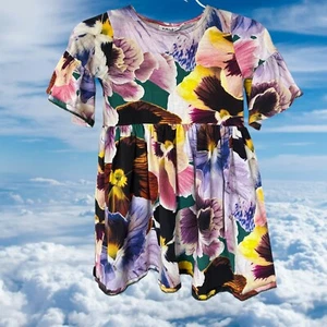 MOLO Girls Chasity Dress 110/116 Size 5/6 Organic Cotton Floral Short Sleeve - Picture 1 of 4