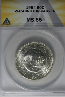 1954 .50  ANACS  MS 65  WASHINGTON-CARVER   Classic Commemorative Coins  - Image 1 of 2