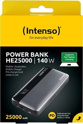 Intenso Powerbank HE25000 PD 3.1 25000 mAh max. 140 W 1x USB Typ A 2x USB-C OUT - Bild 1 von 4