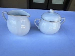 Mikasa Wedding Band Gold Sugar & Creamer Set- Elegant Gold Trim- EUC - Picture 1 of 12
