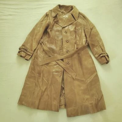 Gabardina vintage de cuero marrón camel mediana Foto 1 de 4