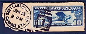 USED US #C10 AIR MAIL ON PIECE SALT LAKE CITY 1931 CANCELLATION CV$2.50 - Picture 1 of 2