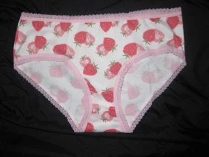 Shein tween girls lace trim strawberry print bikini panties white nip - Picture 1 of 2