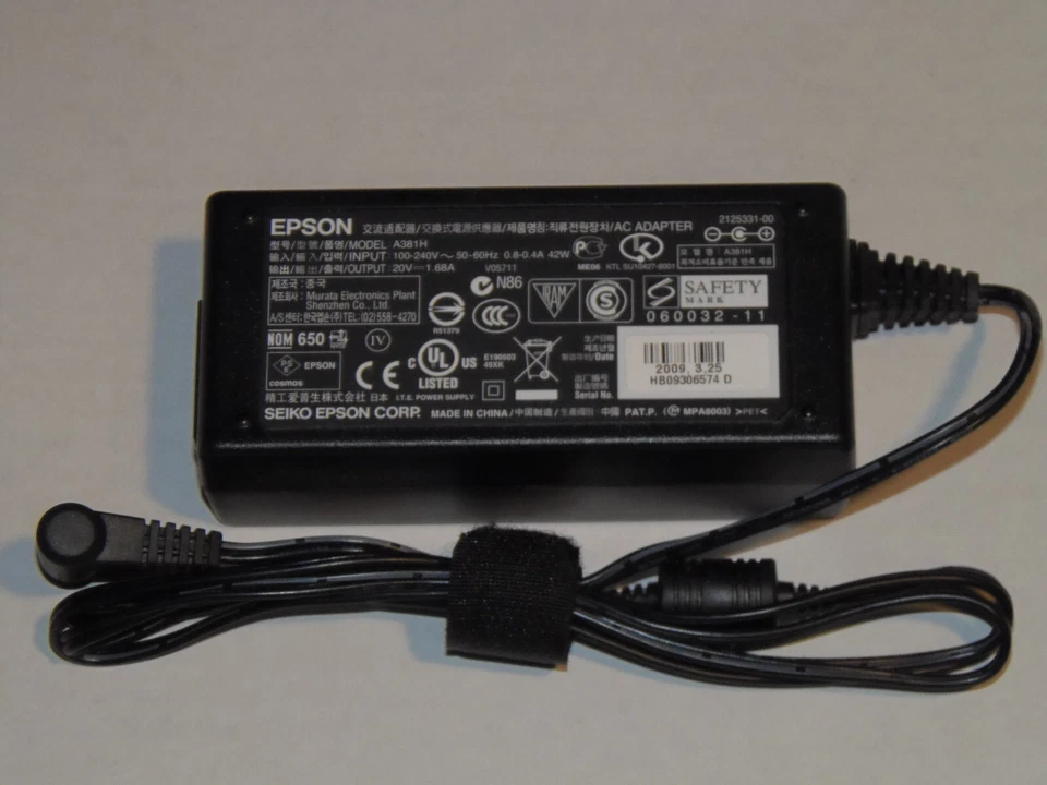 NUEVO Adaptador de CA Original Epson Modelo A381H 20 voltios 1,68 amperios Foto 1 de 1