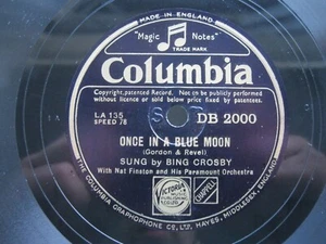 BING CROSBY 78 RPM ONCE IN A BLUE MOON / GIVE ME A HEART TO SING TO COL DB2000 - Picture 1 of 5