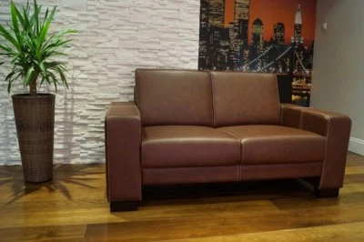 100% Echtleder 2 er Sofa 150cm  Echt Leder Couch Ledersofa Rindsleder Volleder - Bild 1 von 4