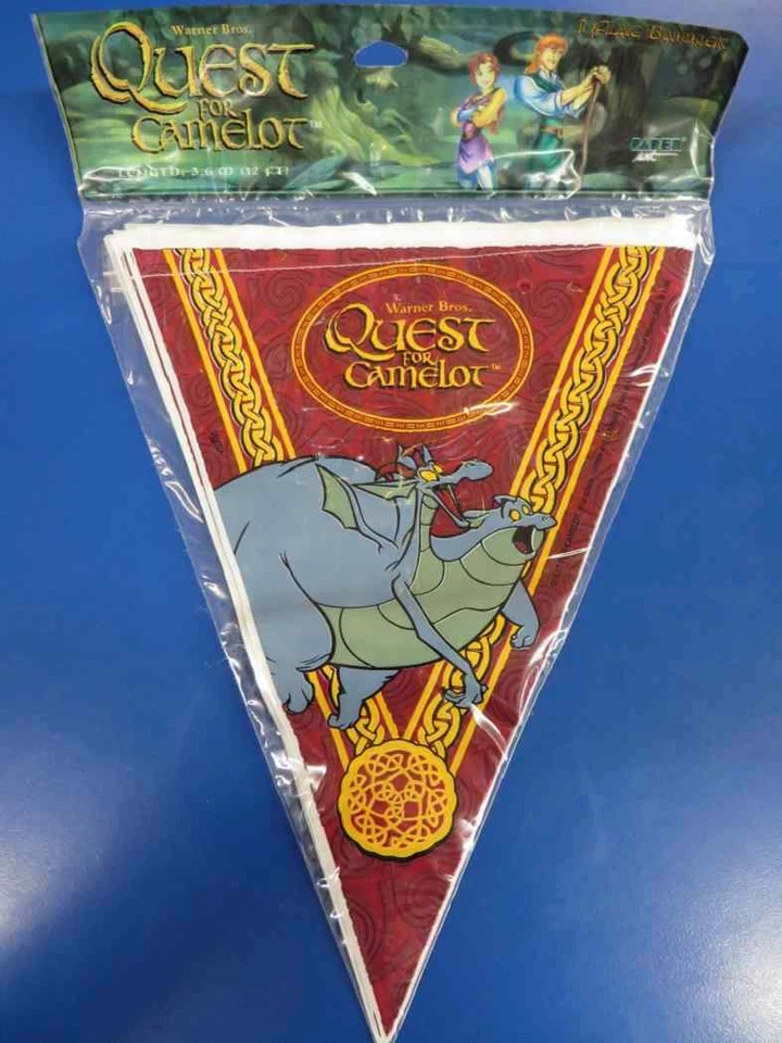 RARE Quest for Camelot Cartoon Medieval Birthday Party Decoration Flag Banner - Image 1 of 1