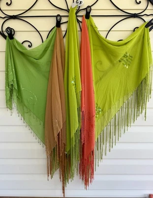 Bijoux Terner Triangle Scarfs Fringed Embroidered Sequins Lot of 5 NWT - Image 1 of 4