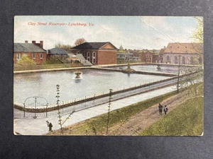 Postal antigua de colección Clay Street Reservoir Lynchburg Virginia VA base de datos 1918 - Imagen 1 de 2