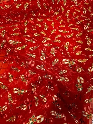 Christmas Fabric, Sheer Organdy With Glittering Candy Canes, 1yd+25" - Image 1 of 4