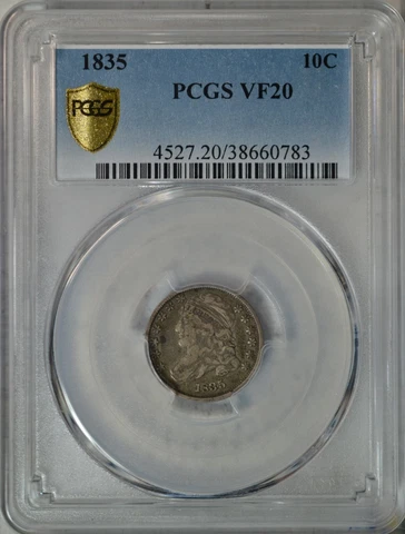 1835 Capped Bust dime, PCGS VF20..........Type Coin Company Cover