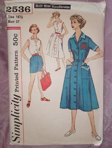 Simplicity pattern 2536 1950s bust 37 Half size 16.5 b37 Skirt Shorts Top Sailor - Picture 1 of 2