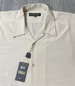 Inserch Mens Beige Micro Poly Button Front Shirt Check Short Sleeve 4XL NWT (1f) - Picture 1 of 7