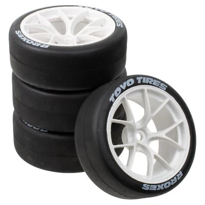 4Pcs RC Car Wheel Rims & Rubber Tire For Traxxas 4-Tec 2.0 Tamiya TT-01 TT-02 - Image 1 of 4