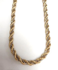 14k Yellow & White Gold 6mm Cashmere Rope Choker Necklace 16" - Picture 1 of 6