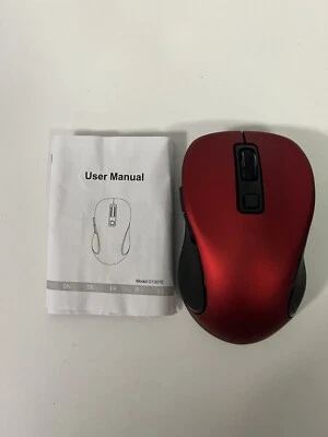 WisFox 2.4g Wireless Mouse For Laptop PC Mac 6 Button Ergonomic USB Reciever Red - Image 1 of 4