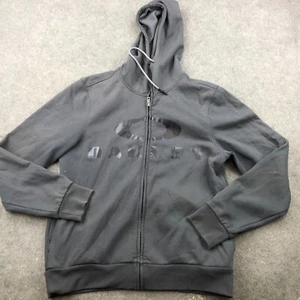 Oakley Sweatshirt Mens XL Gray Full Zip Fleece Spell Out Surf Hoodie Casual - Picture 1 of 11