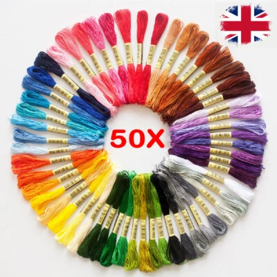 100% Cotton Embroidery Thread Bundles Cross Stitch Thread Floss Cotton Skeins UK - Image 1 of 4