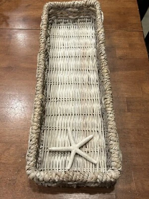 Rectangular Basket Tray With Starfish 18” x 6” Metal Reinforced.  - Image 1 of 4