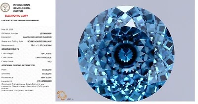 7.09 CT portuguese Lab Grown Diamond For Engagement Ring Fancy Vivid Blue VS2 - Image 1 of 4