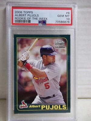 2006 Topps Albert Pujols PSA Gem Mint 10 Card #6 Rookie of the Week Cardinals - Image 1 of 4