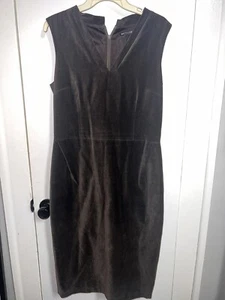 Marimekko Brown velvet velour pencil dress V-neck pleated 50’s 60’s 36 6 8 Euc - Picture 1 of 4