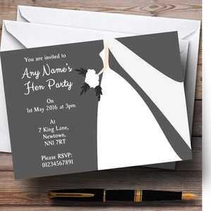 Grey Bride Personalised Hen Party Invitations - Picture 1 of 1